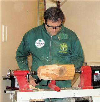 Paul making do until he can get on the big lathe